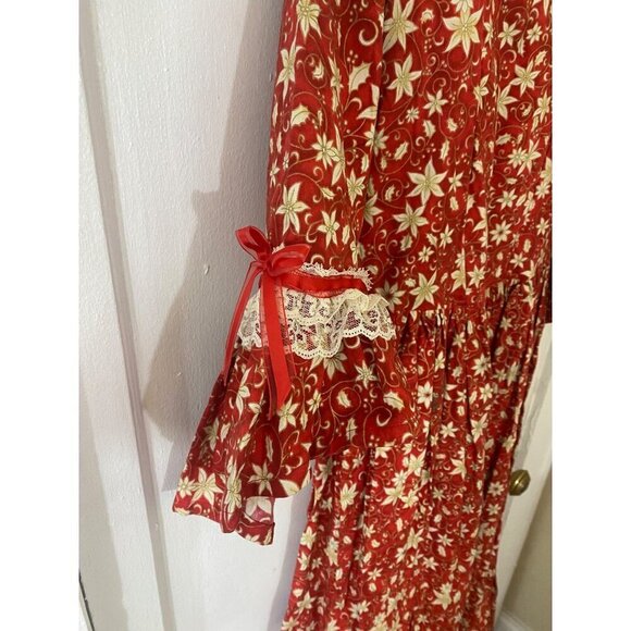 Hand Made Women's Victorian Era Floral Half Sleeve Reenactments Cosplay Dress M - Picture 2 of 15